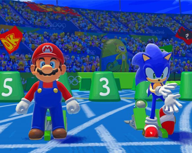 Mario And Sonic Racing paint by number