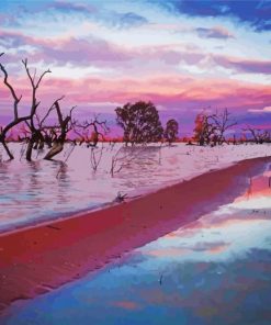 Menindee Lake At Sunset paint by number