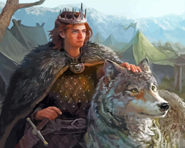 Robb Stark And Wolf Art paint by number
