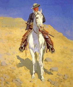 Self Portrait On A Horse By Frederic Remington paint by number