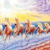 Seven Running Horses At Sunrise In Beach paint by number