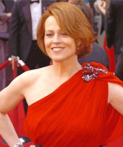 Sigourney Weaver In Red Dress paint by number