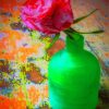 Single Rose In Green Vase paint by number