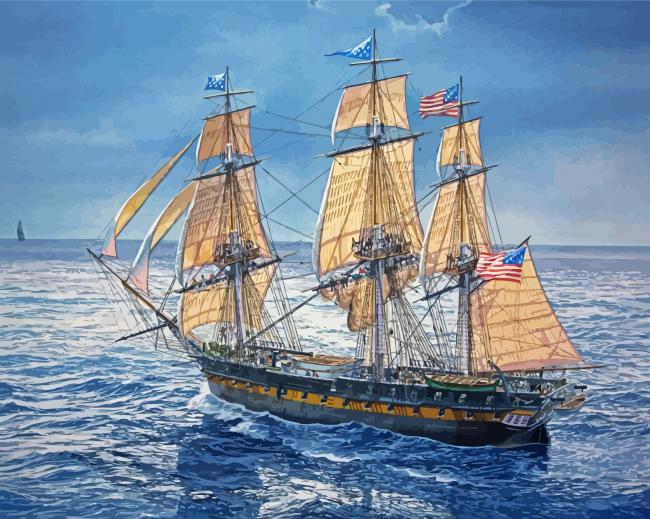 The USS Constitution Ship paint by number