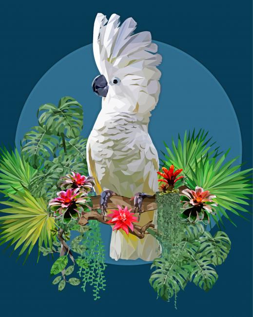 Umbrella Cockatoo And Plants paint by number