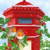 Vintage Red Post Box And Birds paint by number