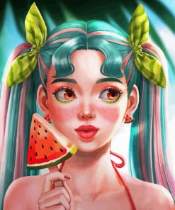 Watermelon Girl paint by number