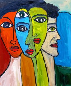 Abstract Five Women Faces paint by number