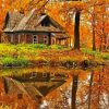 Aesthetic Fall Cabin paint by number