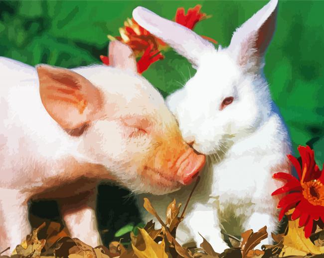 Aesthetic Pig And Rabbit paint by number