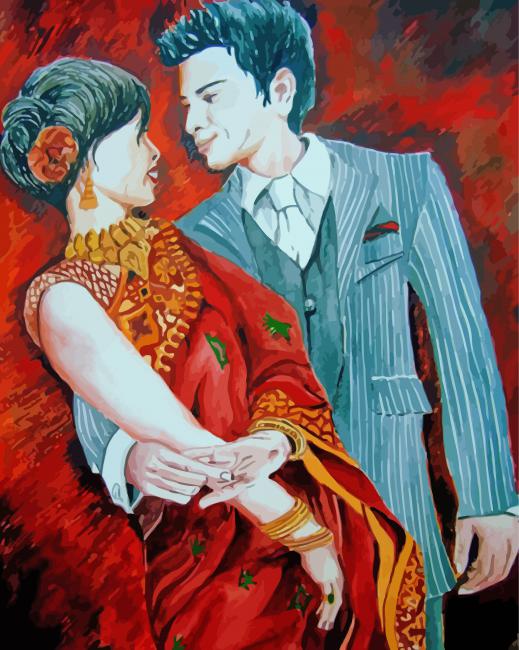 Aesthetic Indian Man And Woman paint by number