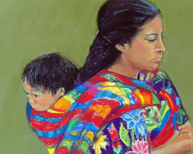 Aesthetic Mexican Mother And Child paint by number