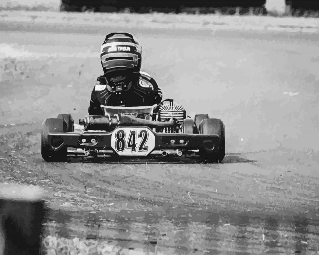 Black And White Go Kart paint by number