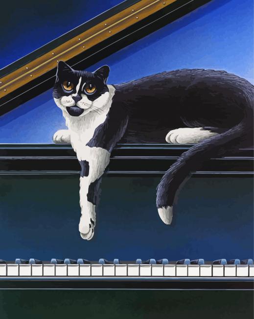 Black Cat And Piano paint by number