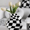 Checkered Vase And White Tulips paint by number