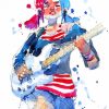 Girl Bass Player Splatter Art paint by number