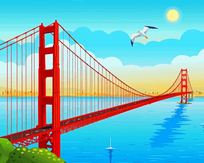 Golden Gate Bridge Across Strait San Francisco paint by number