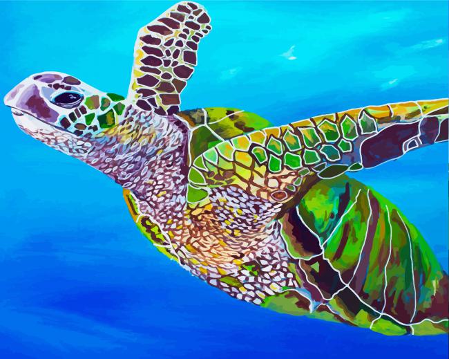 Green Ridley Sea Turtle Art paint by number