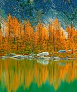 Larch Trees Silhouette Art paint by number