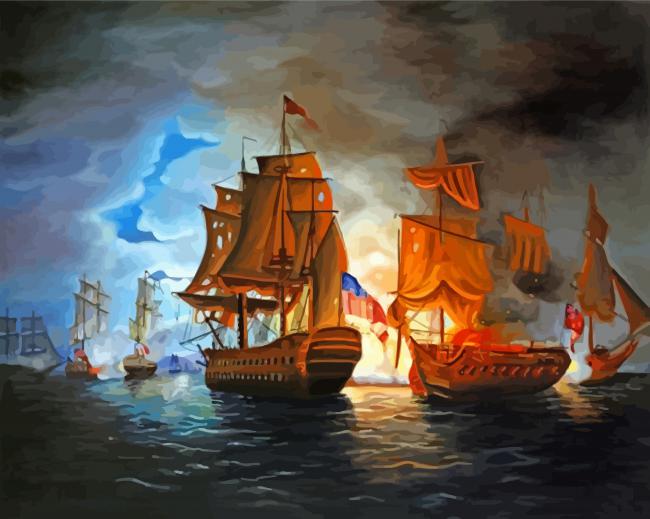 Ocean Naval Battle Art paint by number