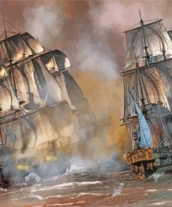 Ocean Pirate Ships In Battle paint by number