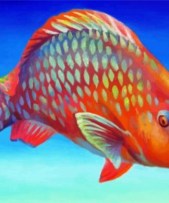 Orange Parrot Fish paint by number
