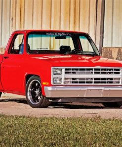 Red C10 Chevy Truck paint by number