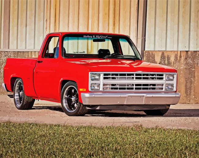Red C10 Chevy Truck paint by number
