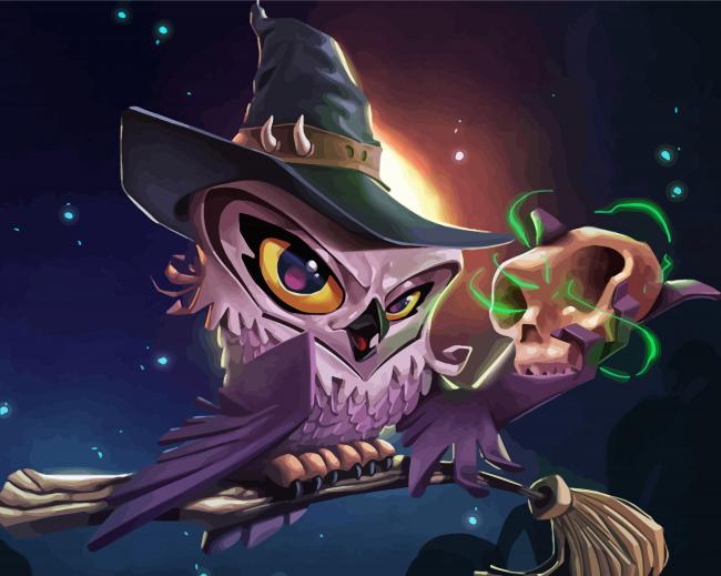 Scary Witch Owl paint by number