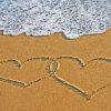 Tropical Beach With Hearts In Sand paint by number