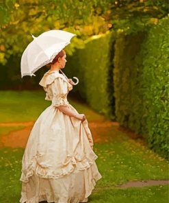 Victorian Woman Holding A Parasol paint by number