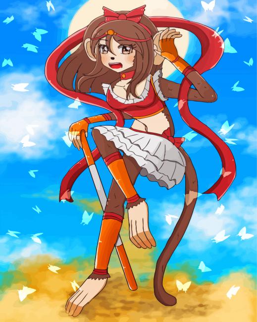 Anime Girl Monkey paint by number