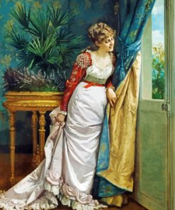 Awaiting The Visitor By Auguste Toulmouche paint by number