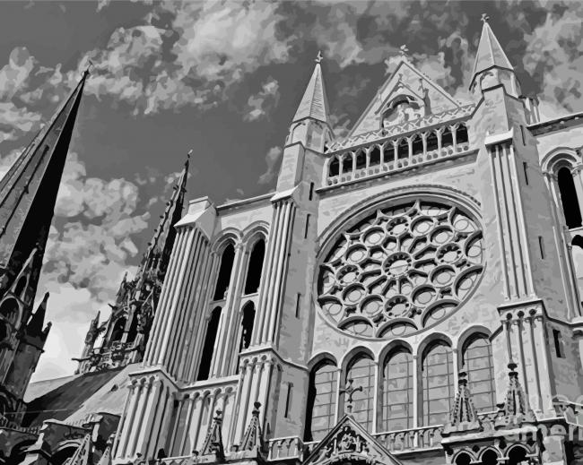 Black And White Chartres Cathedral paint by number