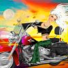 Cartoon Girl On A Harley paint by number