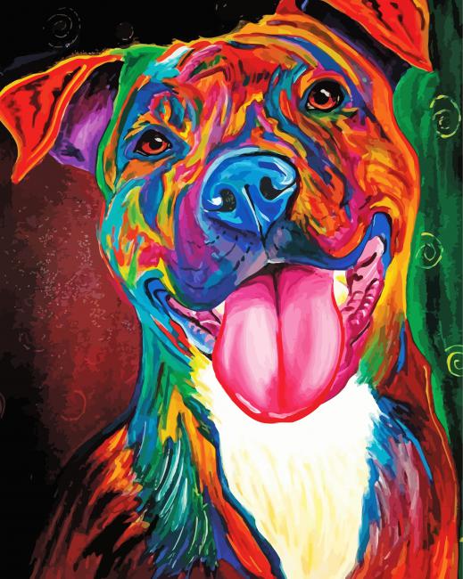 Colorful Brindle Pitbull paint by number