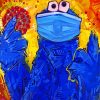 Cookie Monster Wearing Face Mask paint by number