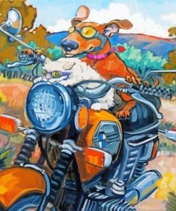 Dog Riding Motorcycle paint by number