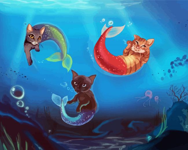 Mermaid Cats paint by number