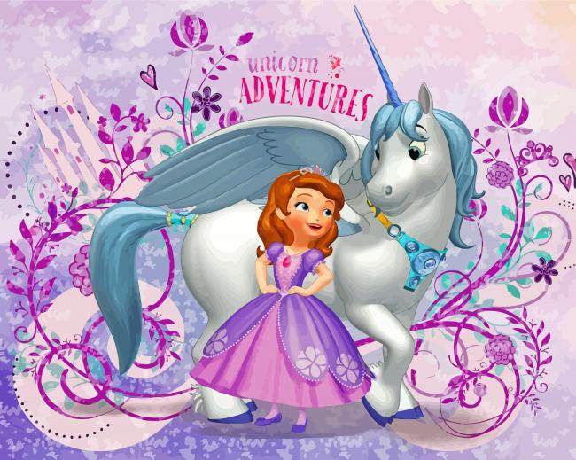 Princess Sofia with Unicorn paint by number