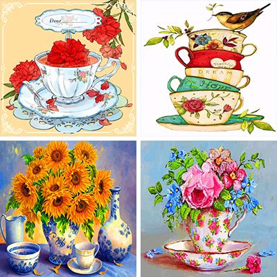 Tea Cups Paint By Numbers