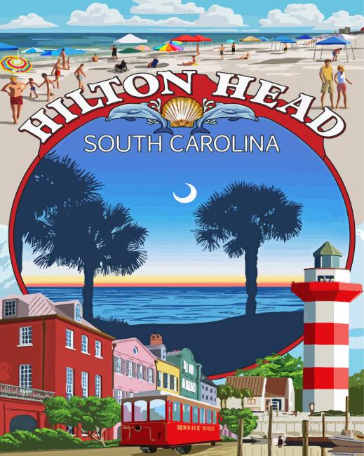 The Hilton Head South Carolina Poster paint by number