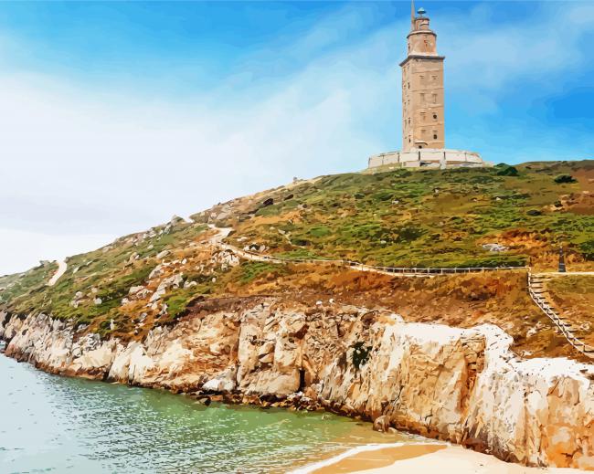 Tower Of Hercules Galicia paint by number