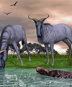 Two Blue Wildebeest paint by number
