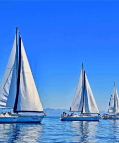 White Sailboats paint by number