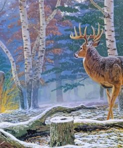 Aesthetic Deer In Woods Art paint by number