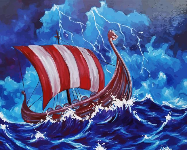 Aesthetic Viking Vessel Art paint by number