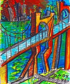 Artistic Abstract Colorful Bridge paint by number