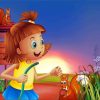Cartoon Girl With Water Hose paint by number