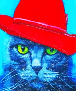 Cat In Red Hat paint by number